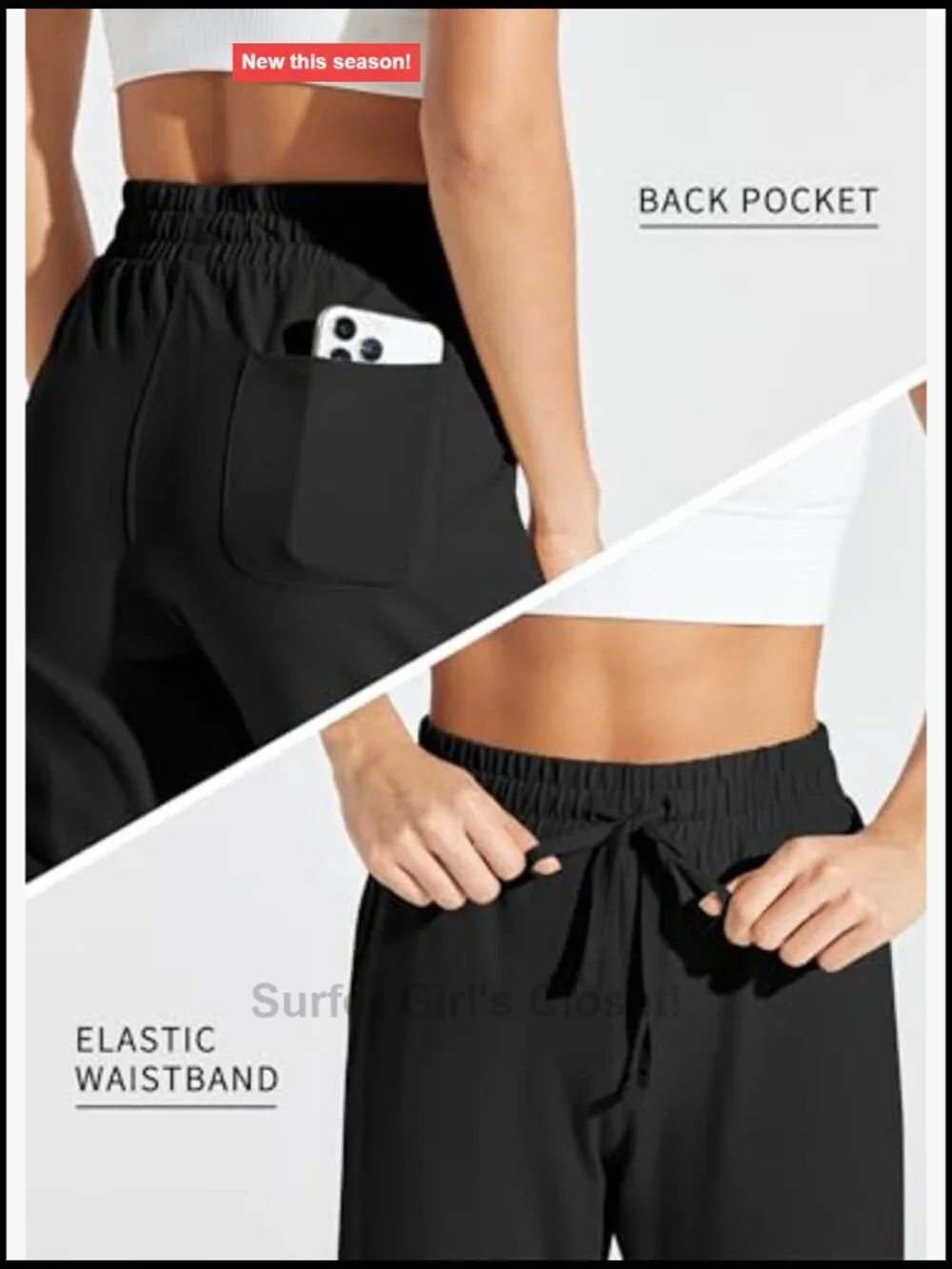 Cotton Spandex Wide Leg Capri Sweatpants with Pockets